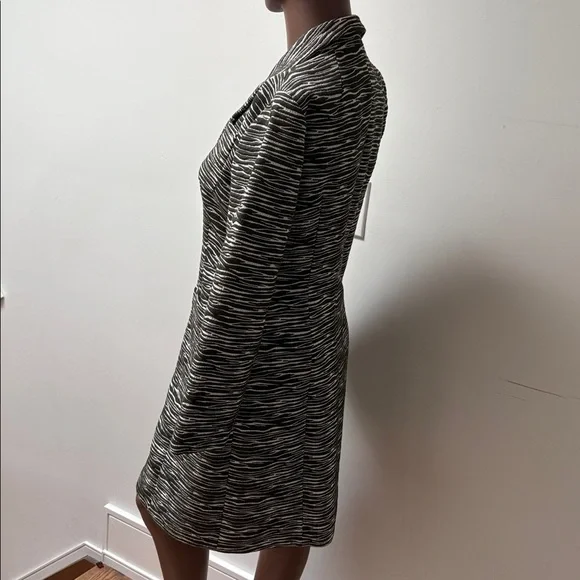 Judith and Charles long zebra striped coat jacket green white collar size 4 - Picture 7 of 15